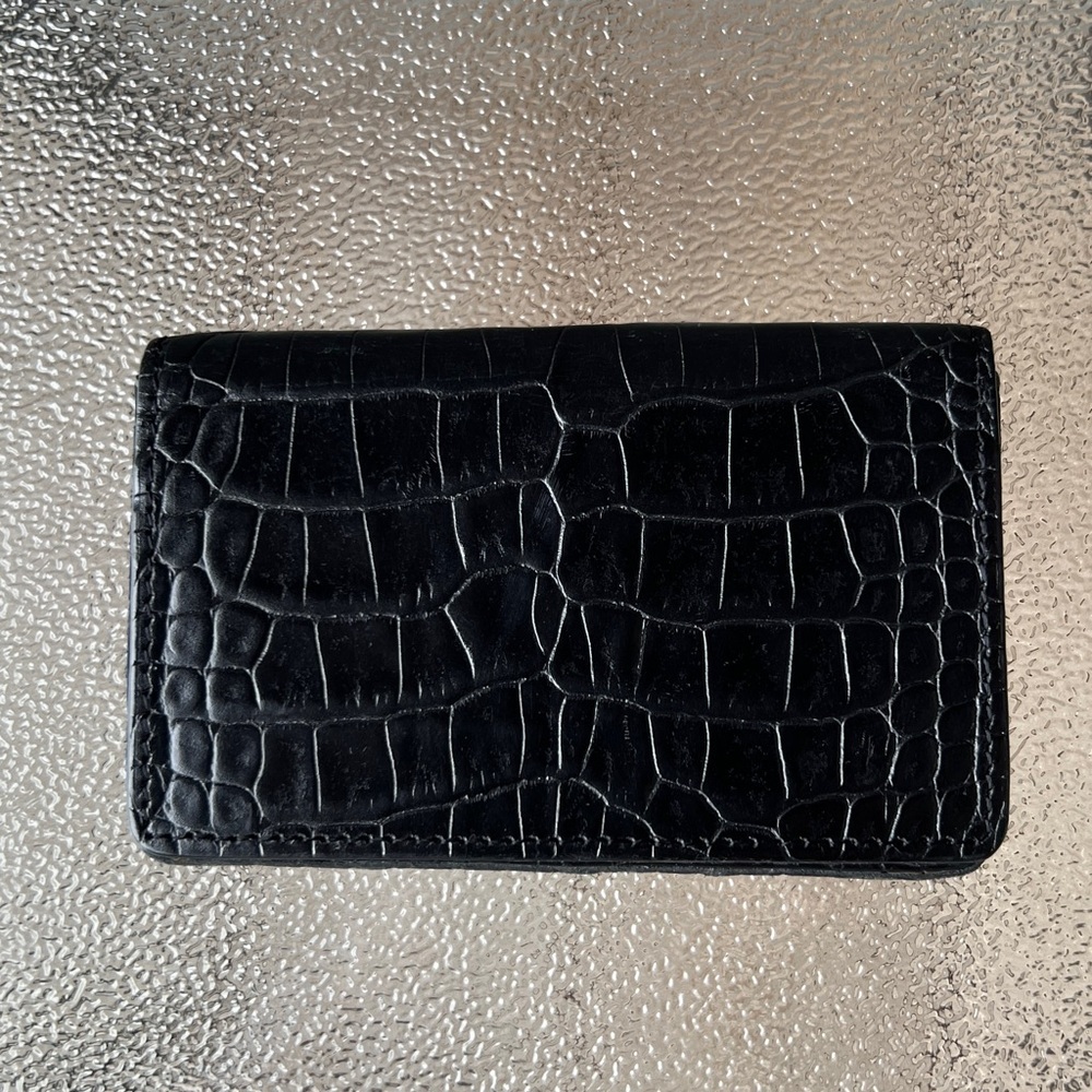 Lodis Black Croc-Embossed Card Case